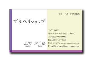 カラー名刺　Ｌ字センター型　サンプル２